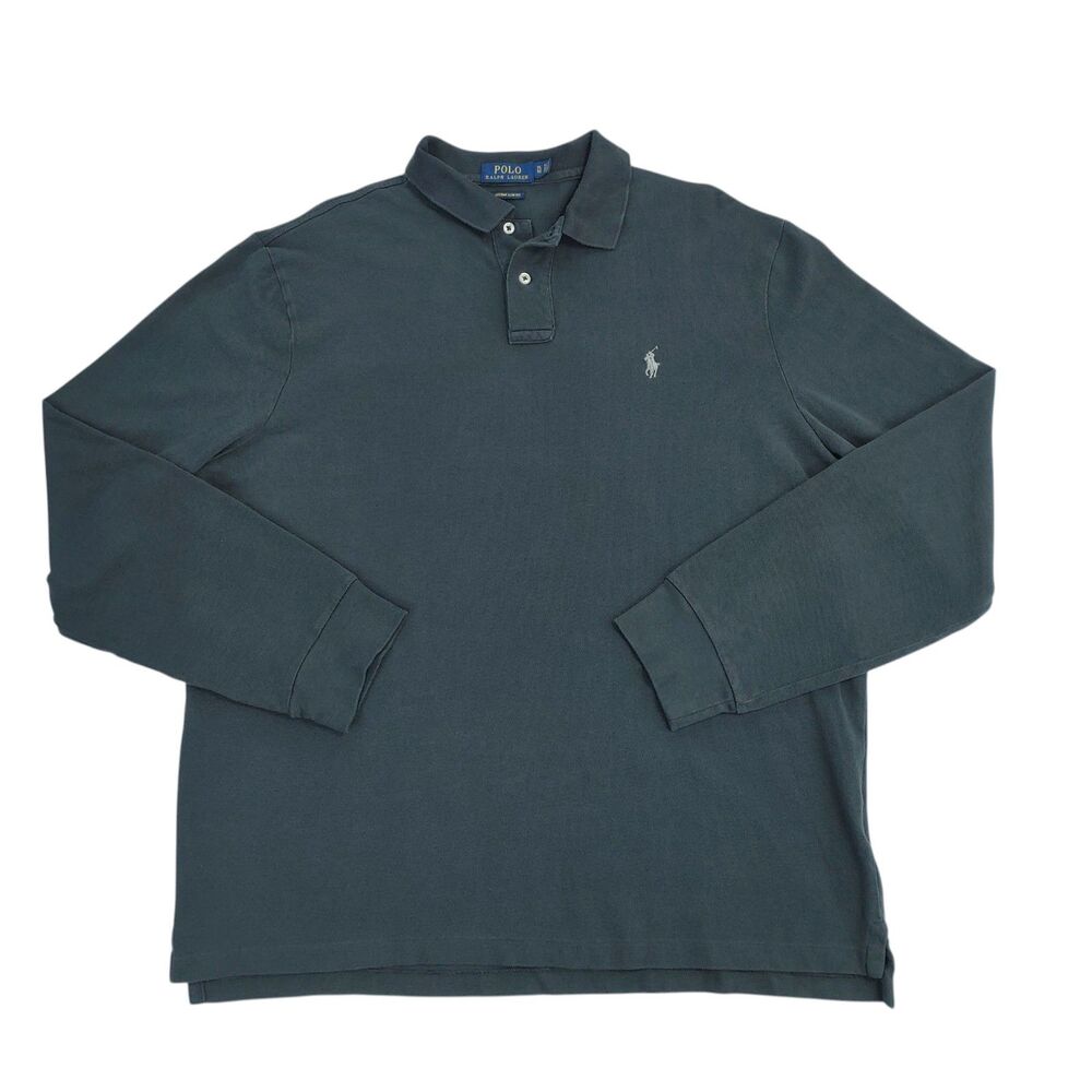 Polo Ralph Lauren Custom Slim Fit Long Sleeve Polo Shirt Dark Grey XL